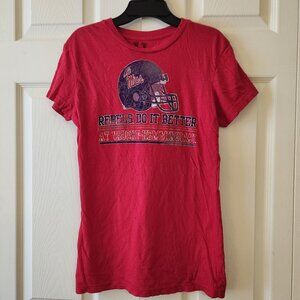 Ole Miss Rebels College Football Team Red Tee Size L 100% Cotton EUC
